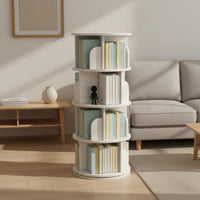 Space Saving Multi-Tier Book Carousel Large Capacity 360 Degree Book Structure Quiet Effortless Rotation Rotating Bookshelf for Students, Living Room, Bedroom, Small Areas