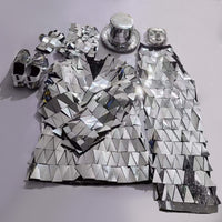 Mirror Man Costume Reflective Sequins Performance Suit for Dance Shows and Bar Performances Unisex