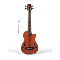 Bass Ukulele with Pickup Ergonomic Design Bass Guitar 4-String Instrument for Home Practice
