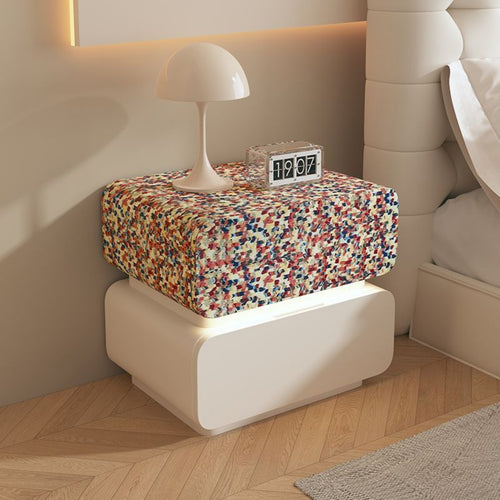Tessellated Pattern End Table Luxurious Appearance Multi-Compartment Accent Cabinet Large Capacity Storage Nightstand for Bedside, Guest Room