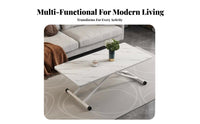 Foldable Design Adjustable Height Rolling Table Multi-Functional Height-Adjustable Rolling Workstation Space-Saving transformable Desk With Lockable casters for Small Apartment Residents, Students, Home Office Workers, Living Room, Bedroom