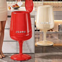 Wine Glass Trash Can High End Look Compact Wastebasket Decorative Design