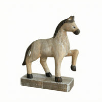 Prancing Horse Figurine Paulownia Wood Wooden Horse Figurine Vintage Style Home Decor for Entryway