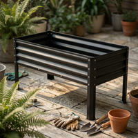 Galvanized Metal Garden Bed Corrugated Metal Raised Garden Bed Black Outdoor Growing Setup
