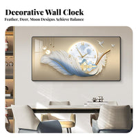 Light Luxury Design Feather Shaped Wall Clock Silent Movement Large Decorative Wall Clock Non-Ticking for Homeowners, Living Room, Cafe