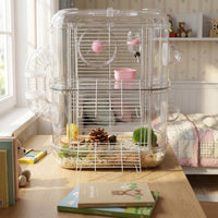 Large Hamster Cage with Square Shape, Multi-level Villa with Accessories and Exercise Wheel, Easy Clean Syrian Habitat for Indoor All Seasons Use