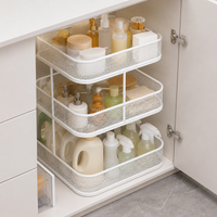 Kitchen Storage Rack, Under-Sink Storage, 3-Tier, Metal, Height 35cm, Space-Saving