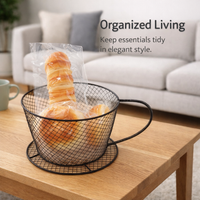 Gift Basket with Unique Tea Cup Shape for Home Decor, Wire Mesh Storage for Shelves and Organizing, Metal Design for Homemakers