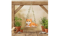 Whimsical Hanging Cat Ornament Cute Cat on Swing Adorable Decor Sculpted for Gardeners, Garden, Potted Plants, Patio, Balcony