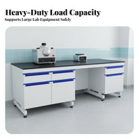 Steel-Lumber Lab Workbench Reactive and Alkali Resistant Scientific Experiment Table Heavy Duty Lab Bench with Sink for School, Research Institute