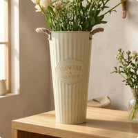 Iron Flower Planter Weathered Finish Home Decor Ribbed Detailing