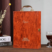 Factory Direct Piano Lacquer Wine Gift Box, Imitation Rosewood, Two Bottles, Custom Logo Available