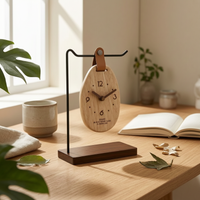 Wooden Clock Ornament Quartz Standing Desktop Clock Analog for Bedside Table