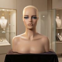Mannequin Head with Shoulders Makeup Female Mannequin Head Sturdy for Hairdressers, Salons, Stores