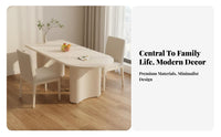 Modern Design Sintered Stone Dining Table Stain Resistant Cream Design Kitchen Table Easy to Clean Home Furniture Long-Lasting Construction for Apartment Dwellers, Families, Homeowners, Breakfast Nook, Living Room