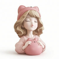 Girl savings Box Cartoon Piggy Bank Compact Tabletop Bank with Girl Figure for Kids, Bedroom