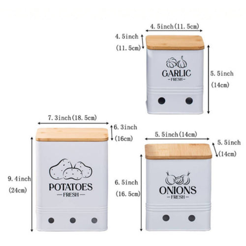 3 Pieces Square Canister Set Ventilated Wood Lid Canister Handle Cutouts Square Pantry Jar