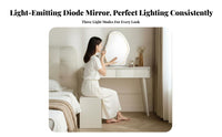 Dressing Table Set with Lighted Mirror Nordic design Bedroom Furniture space-saving Design Includes Matching Stool for Teens