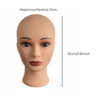 Black Skin Hairpiece Head Smooth Surface Bald Mannequin Head PVC Material