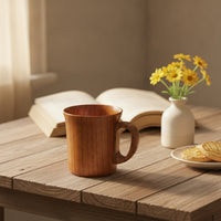 Wooden Cup with Handle Wooden Mug with Handle Wood-Grain for Kitchen, Tabletop