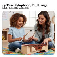 Resonator Box 13-Bar Soprano Xylophone Diatonic Scale Colorful Bar Xylophone Child-Safe Orff Instrument Includes 2 Mallets for Children, Music Educators, Beginners, Classroom, School, Therapy sessions, Home Play