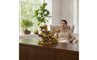Dragon Sculpture Copper Dragon Statue Gold-Toned Ornament for Collectors
