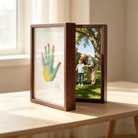 Wooden Handprint Flip Photo Frame for Couples and Family