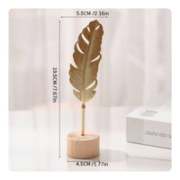 Nordic Design Iron Flower Statue with Wood Base Modern Design House Decoration Handmade for Bedroom, Bookshelf