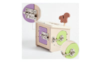 Natural Wooden Shape Sorter with Locks Educational Child-Centered Busy Box Interactive Wooden Shape Sorter Sturdy for Toddlers