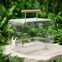 Bird Carrier Backpack with Shoulder Strap, Acrylic Bird Cage for Parakeet and Cockatiel, Portable Travel Cage