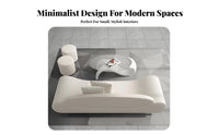 Minimalist aesthetic Curved Settee Space-Saving Design Loveseat distinctive Shape Small Couch Soft Texture for Apartment Dwellers, Interior Designers, Business Owners, Bedroom, salon, Reception Area, perusing alcove