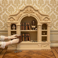 1:12 Mini European Retro Arch Shelf Dollhouse Micro Model Furniture Wood Style