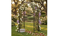 Metal Garden Arch Stable Base Scrollwork Arch Trellis Ground Stakes Arched Trellis for Park