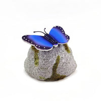 Solar Rock Light with Butterfly LED Decor Lamp with Stone Base Luminous for Yard