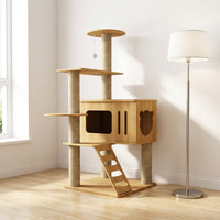 Five-Tier Indoor Cat Activity Center, Multi-Level Climbing Frame Featuring Condo Scratching Posts, Large Adult Cats 20kg Maximum Load