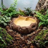 Wood Grain Water Bowl Tortoise Water Bowl, Snake Accessories for Vivarium, Spill Resistant Water Dish for Geckos, Reptiles and Tree Frogs, Resin