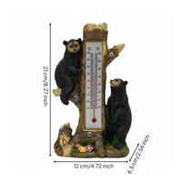 Bear Thermometer Statue Resin Creature Garden Thermometer Easy to Read for Patio