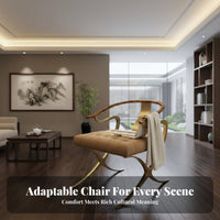 Modern Chinese Design Armchair Light Luxury Design Upholstered Armchair with Wood Frame Designer Piece for Adults, Study