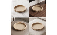round Tray with Fluted rims Speckled Stone Tray Earthy Aesthetic Catchall for Entryway