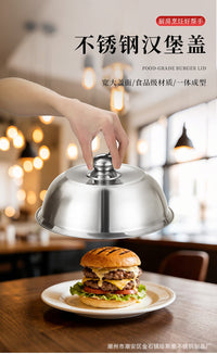 6.4inch西餐盖不锈钢汉堡盖 西餐牛排铁板烧盖食品级圆顶锅盖跨境
