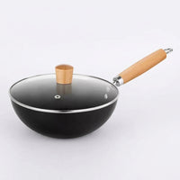Frying Pan for Induction Hob and Saucepan Use, Iron Wok Style Stir Fry Pan for Induction Cooker, Mini Egg Pan with Lid, Small Wok Design Piece
