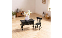 1/12 Dollhouse Desk and Chair Set 1:12 Scale Dollhouse Desk with Chair Three-Drawer for Collectors