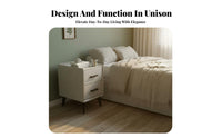 Nightstand with Drawers Space-Saving 2-Drawer End Table Compact Size for Renters