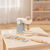 Wooden Toy Mixer Tabletop Wooden Play Mixer with Bowl Realistic Playset for Young Children