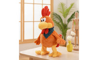 Chicken Toy with Bandana Electric Stuffed Chicken Interactive Cartoon-Style for Children, Playroom, Birthday Party