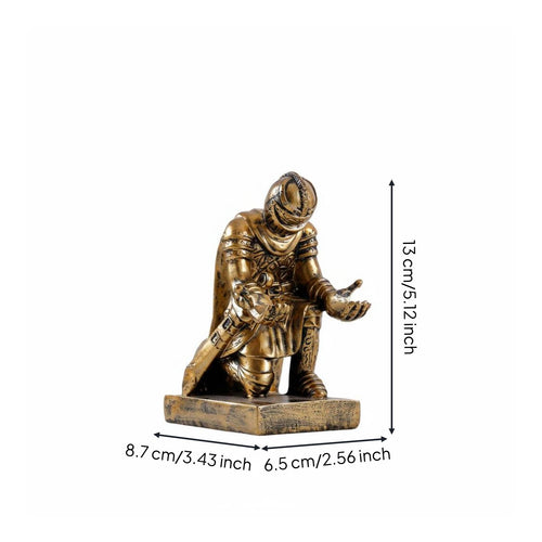 Kneeling Knight Figurine Pen Holder Multifunctional Medieval Statue Pen Rest Multi-Functional Armored Knight Desk Organizer for History Buffs