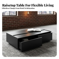 Adjustable Height raiseTop Coffee Table Modern aesthetic raiseTop Storage Table Nordic Aesthetic Living Room Furniture Multi-Functional Design for Small Space Dwellers, Homeowners, Remote Workers, Lounge Area, Apartment, Home Office, informal Dining