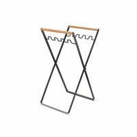 Foldable Garbage Rack Wooden Handle Portable Trash Bag Stand Freestanding Folding Garbage Bag Stand fit Picnickers, Outdoor, RV Trips, Backyard