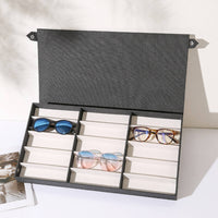 15-Slot Glasses Display Box Portable Oxford Cloth Eyewear Case Dust Resistant