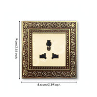 Vintage Switch Socket Panel Ornate Decorator Light Switch with Wall Plate Embossed Fitting Brass-Colored for Interior Designers, Homeowners, Living Room, Bedroom, Hotel, Renovation